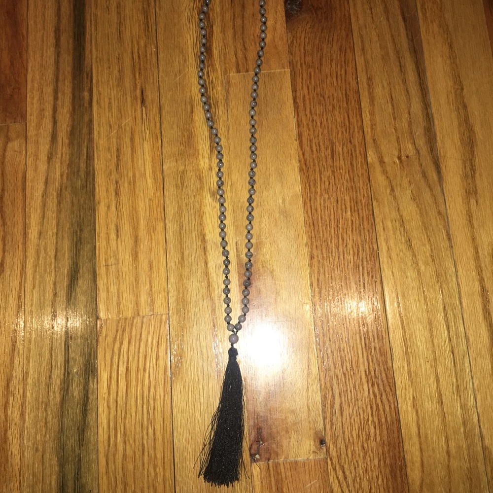Marble Lariat Necklace with Tassel